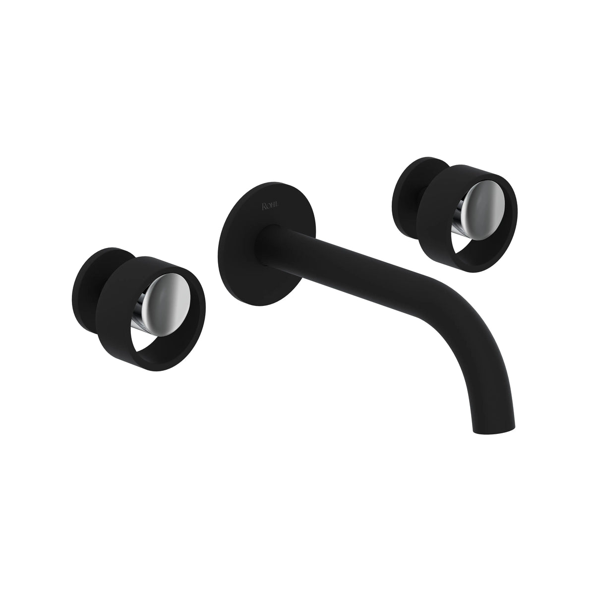 ROHL Eclissi Wall Mount Lavatory Faucet Trim With C-Spout EC08W3 - Matte Black/Polished Chrome