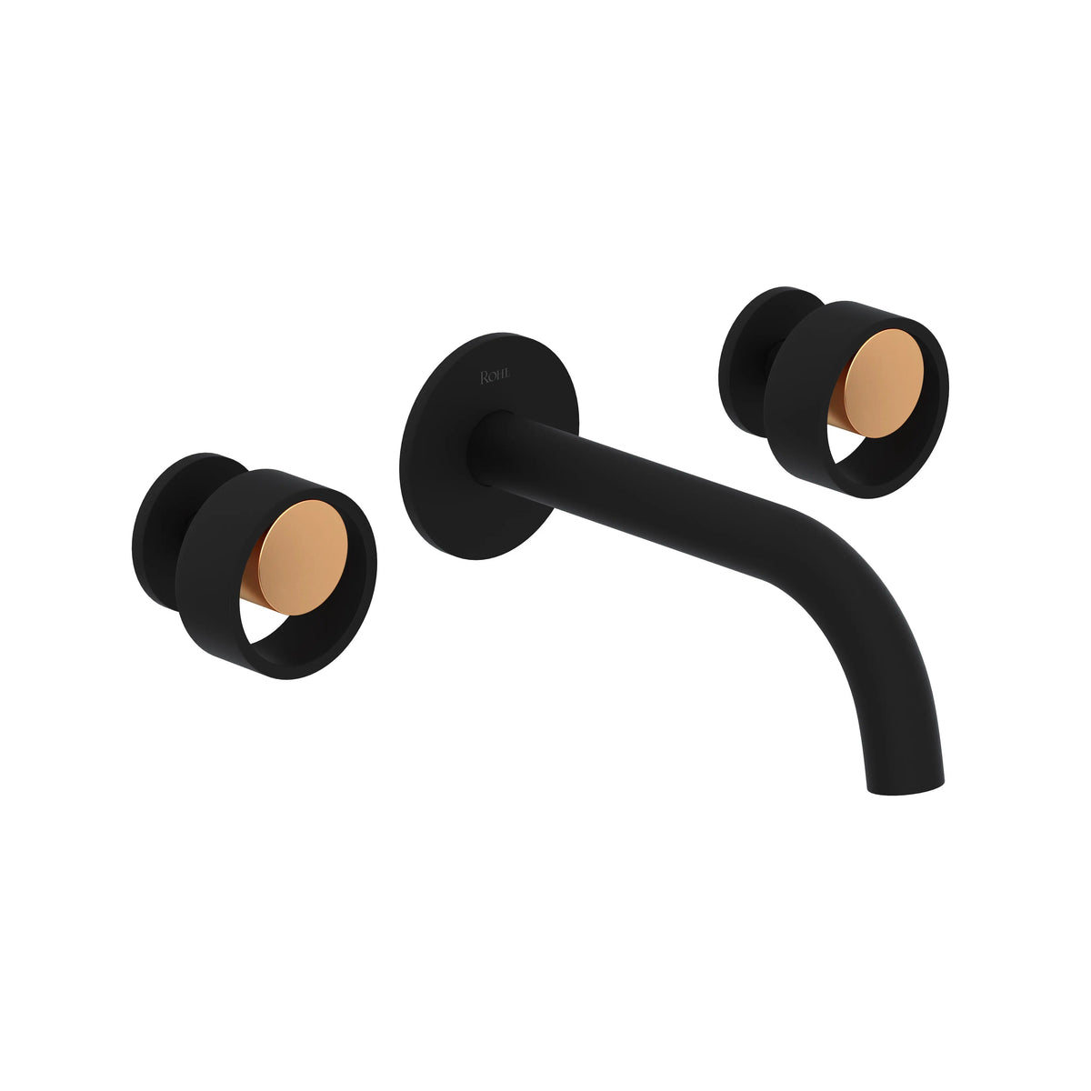 ROHL Eclissi Wall Mount Lavatory Faucet Trim With C-Spout EC08W3 - Matte Black/Satin Gold