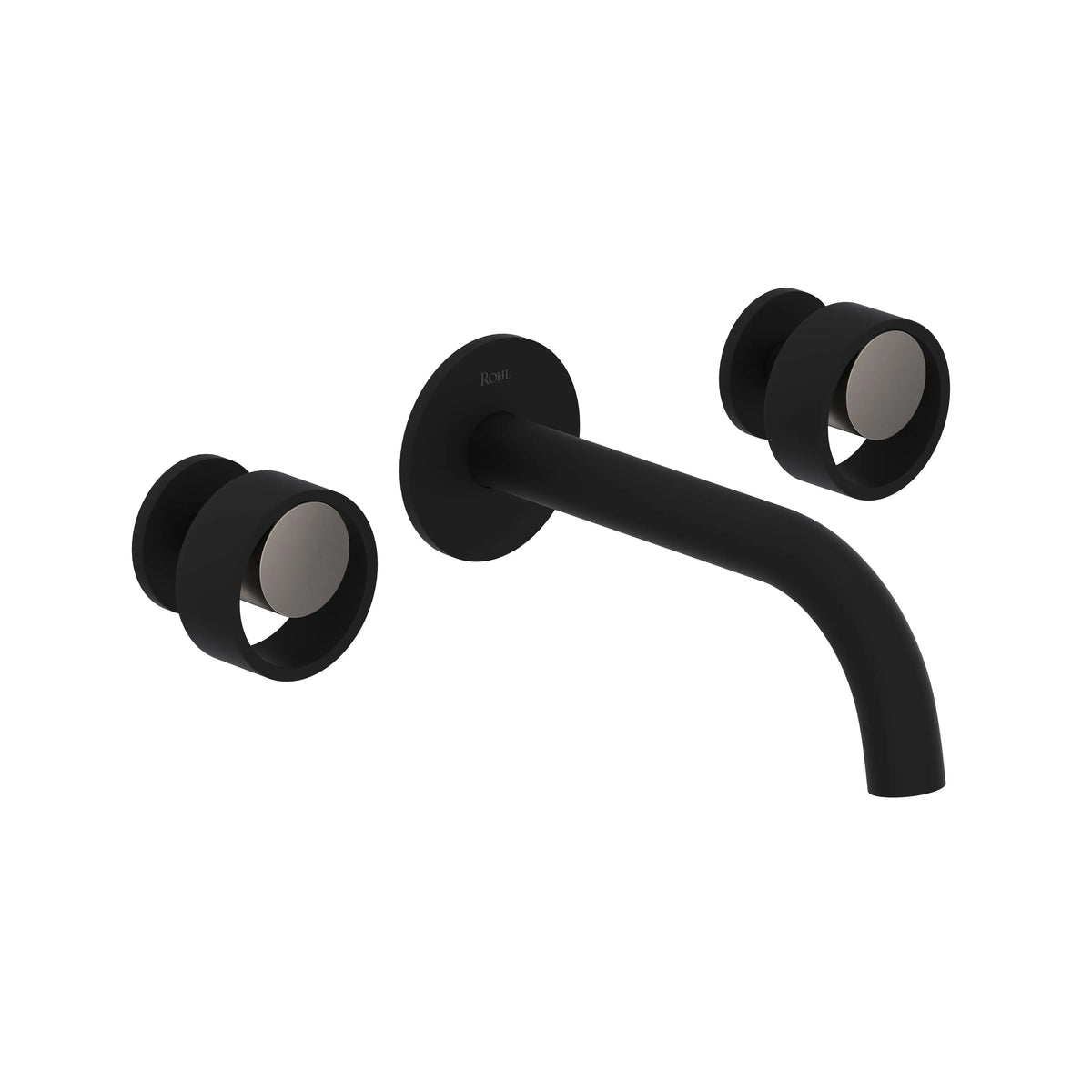 ROHL Eclissi Wall Mount Lavatory Faucet Trim With C-Spout EC08W3 - Matte Black/Satin Nickel