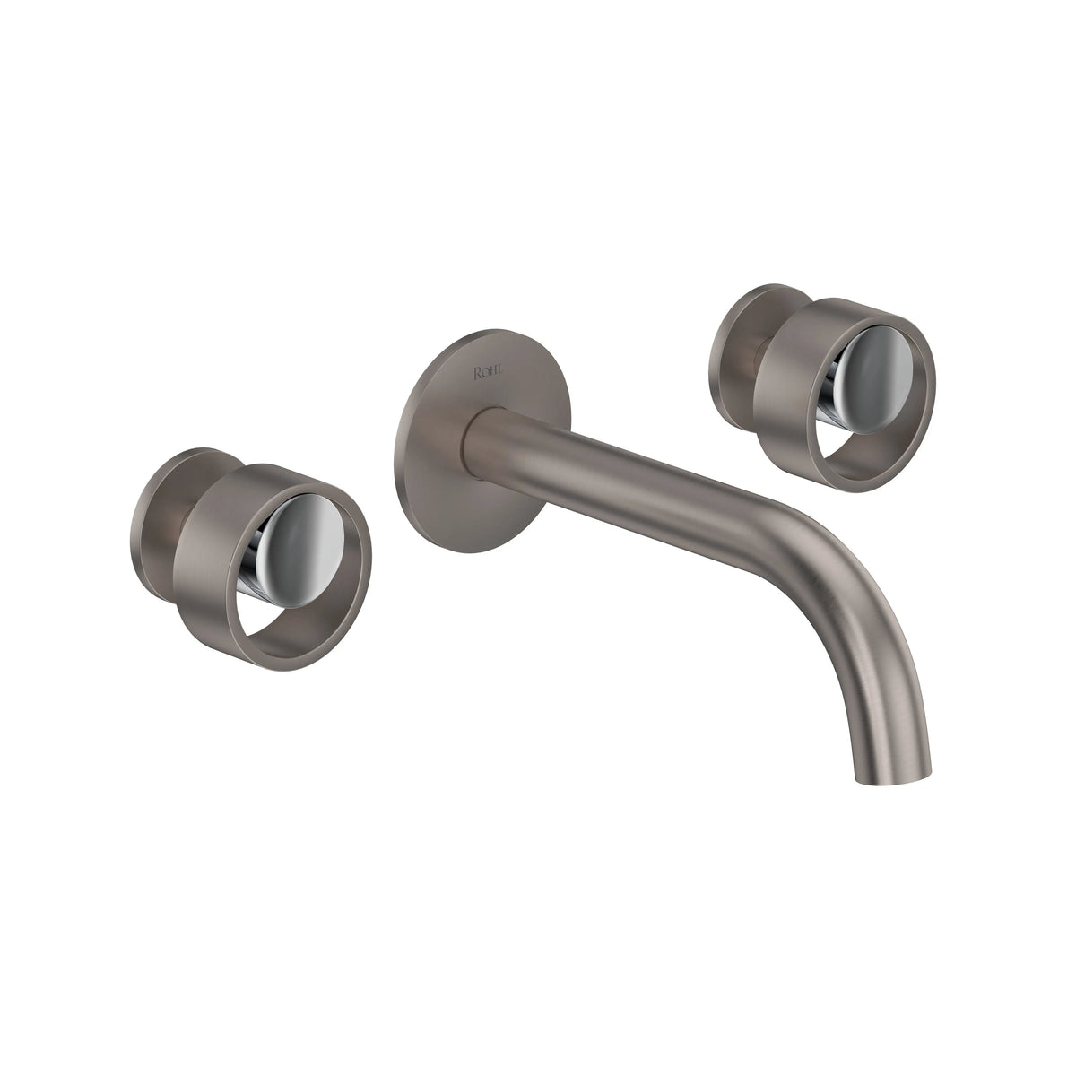 ROHL Eclissi Wall Mount Lavatory Faucet Trim With C-Spout EC08W3 - Satin Nickel/Polished Chrome