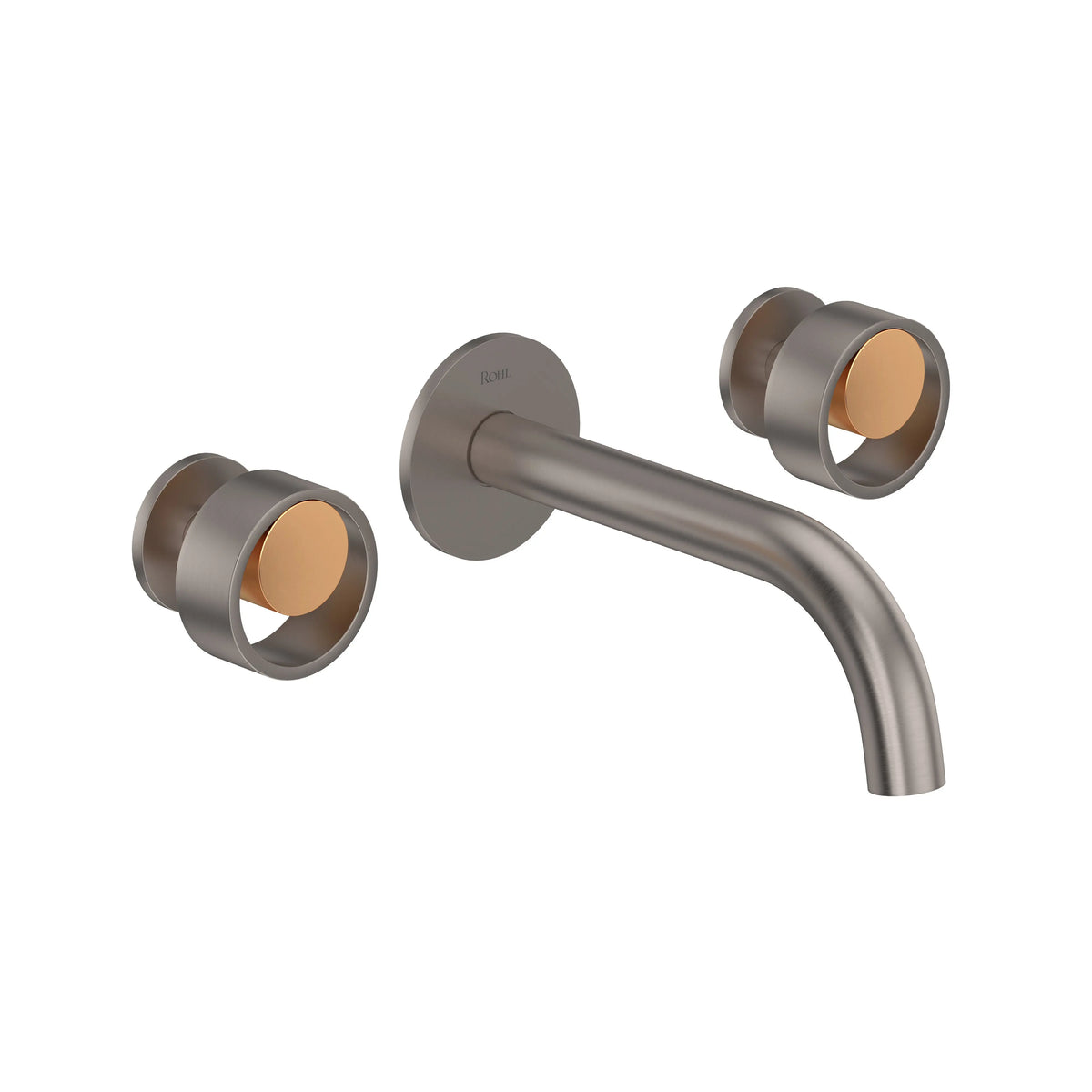 ROHL Eclissi Wall Mount Lavatory Faucet Trim With C-Spout EC08W3 - Satin Nickel/Satin Gold