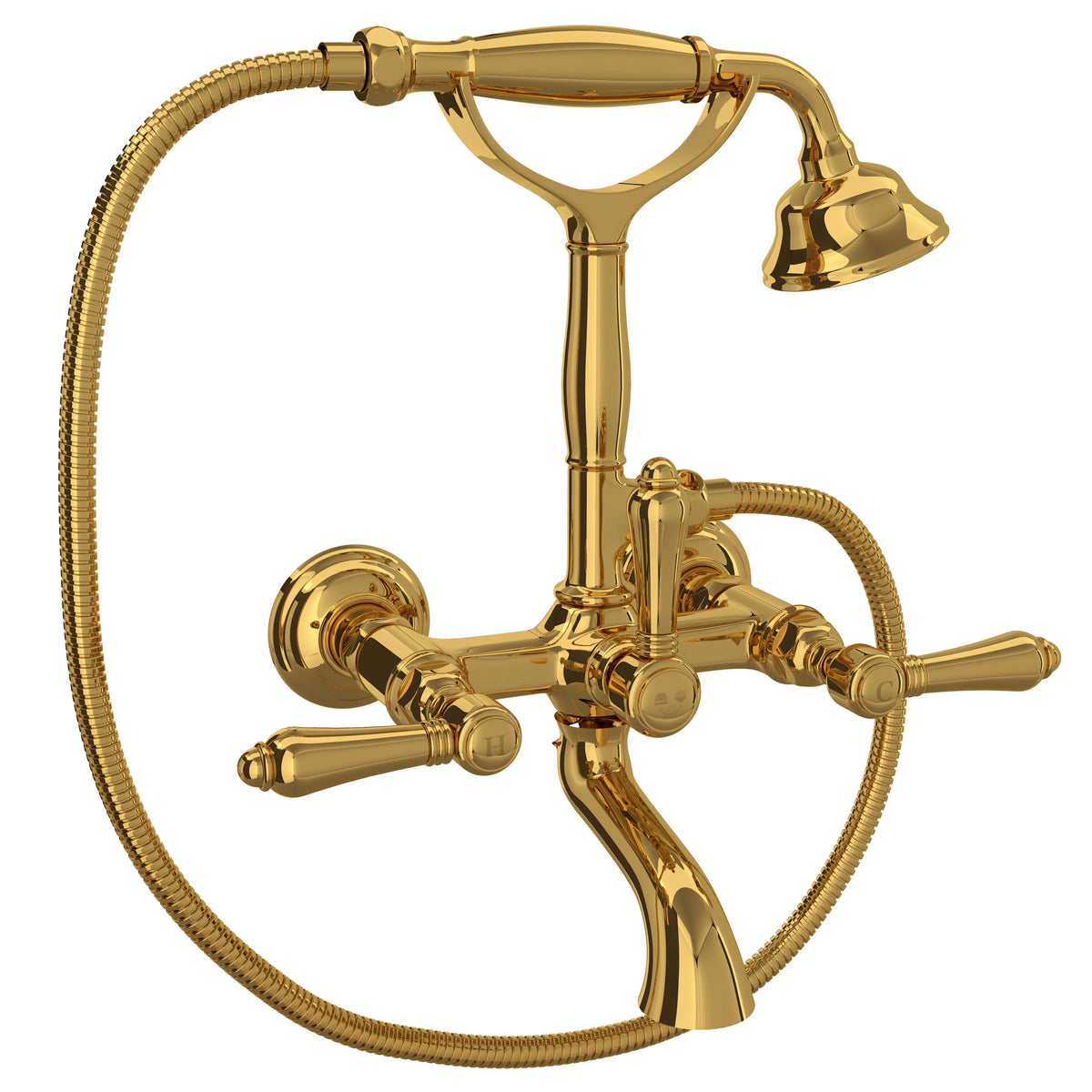 ROHL Exposed Wall Mount Tub Filler A1401LM - Unlacquered Brass