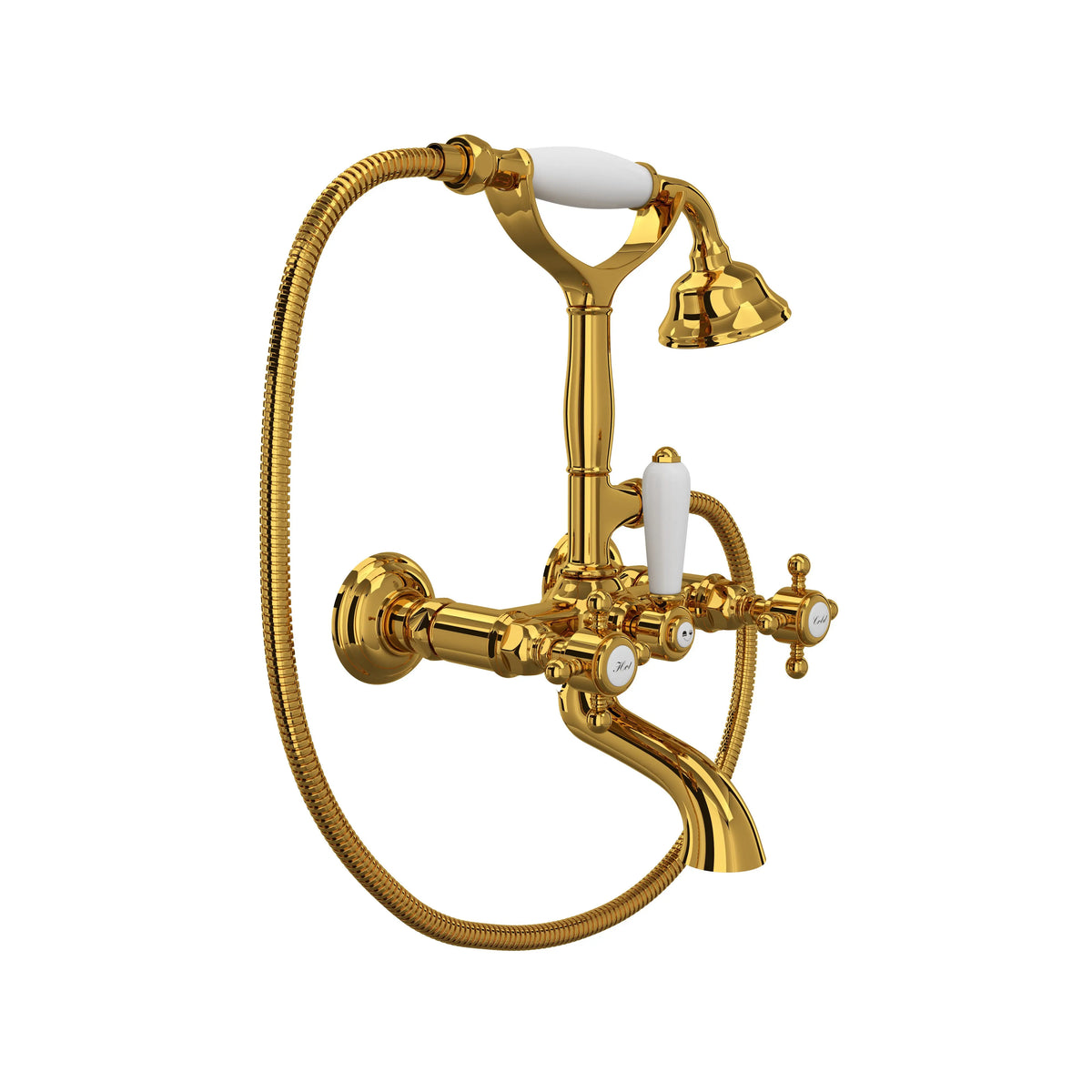ROHL Exposed Wall Mount Tub Filler A1401XM - Unlacquered Brass