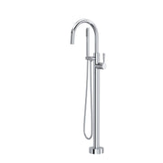ROHL Graceline Knurled Single Hole Floor Mount Tub Filler Trim TMB06HF1 - Polished Chrome