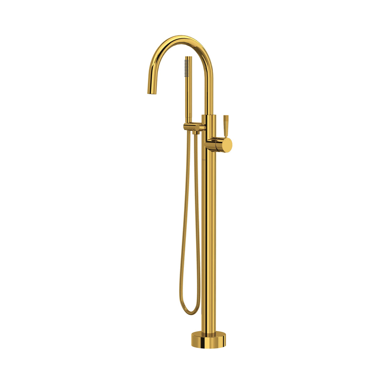 ROHL Graceline Knurled Single Hole Floor Mount Tub Filler Trim TMB06HF1 - Unlacquered Brass