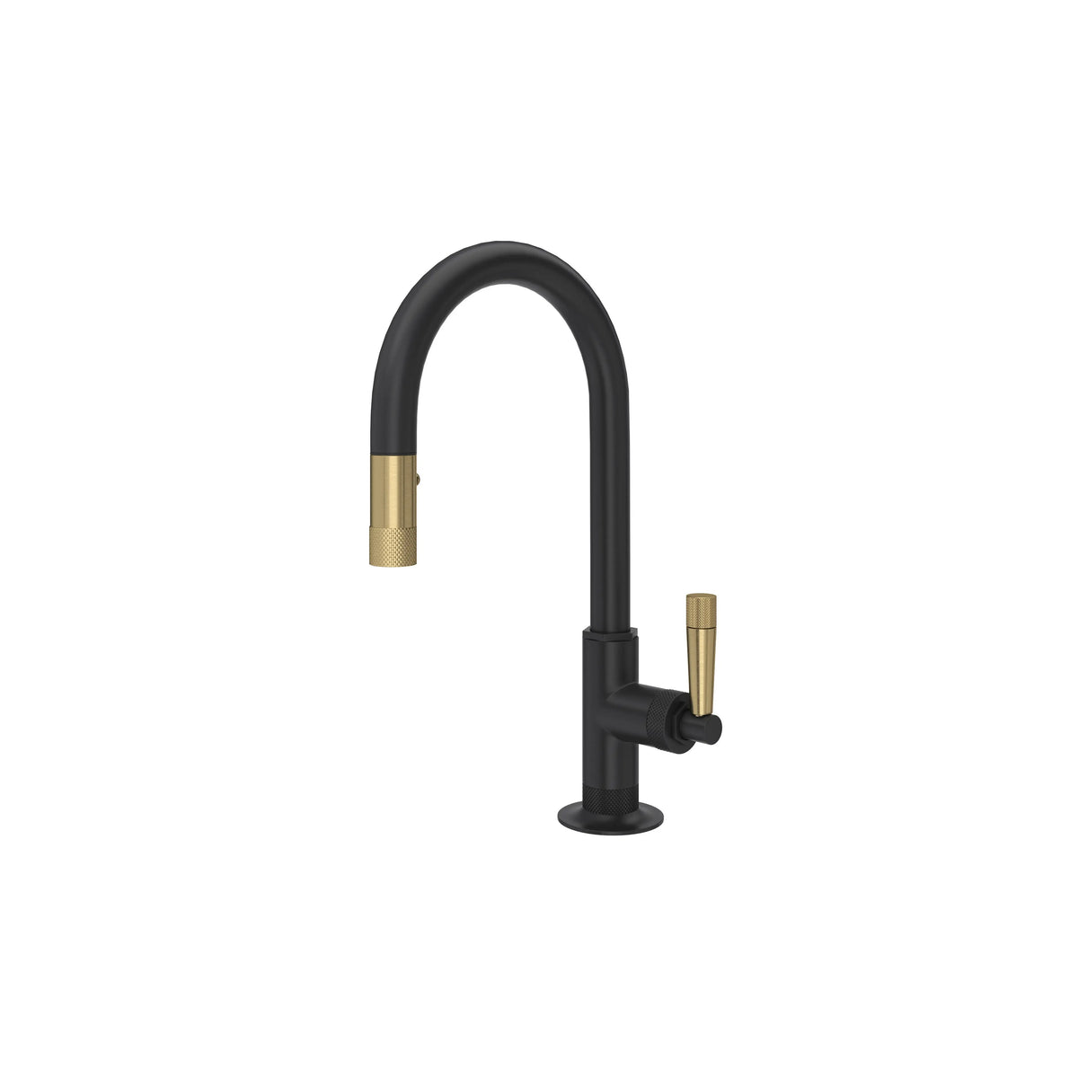 ROHL Graceline Pull-Down Bar/Food Prep Kitchen Faucet With C-Spout MB7930S - Matte Black/Antique Gold