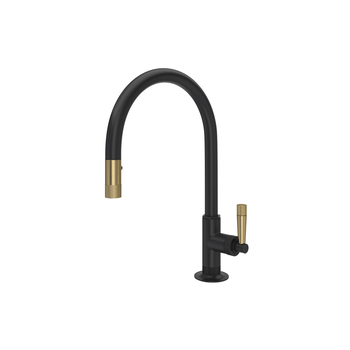 ROHL Graceline Pull-Down Kitchen Faucet With C-Spout MB7930 - Matte Black/Antique Gold