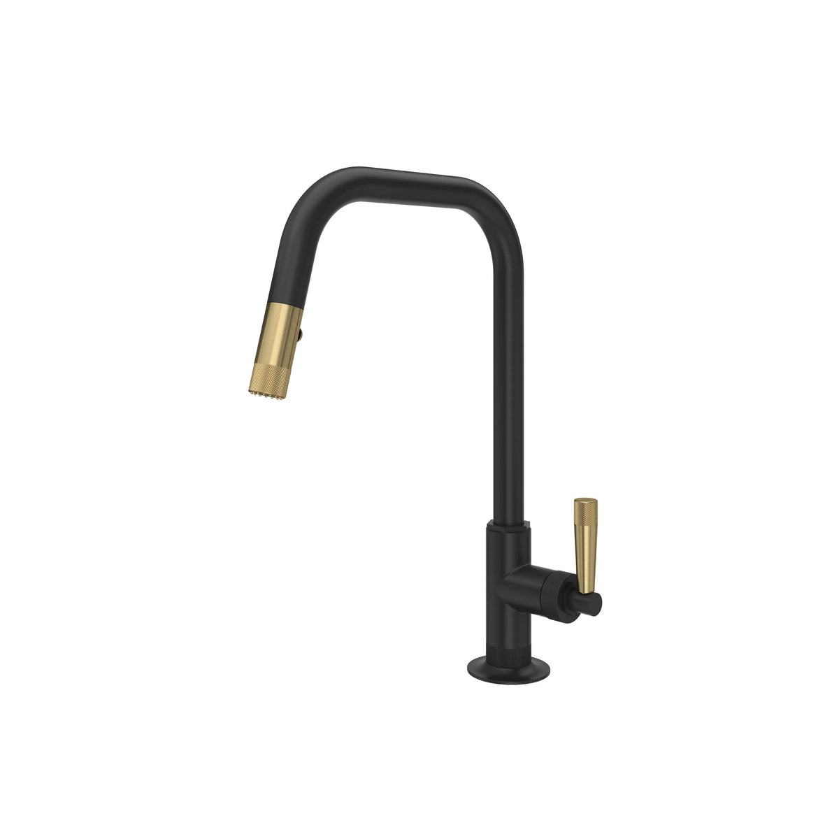 ROHL Graceline Pull-Down Kitchen Faucet With U-Spout MB7956 - Matte Black/Antique Gold
