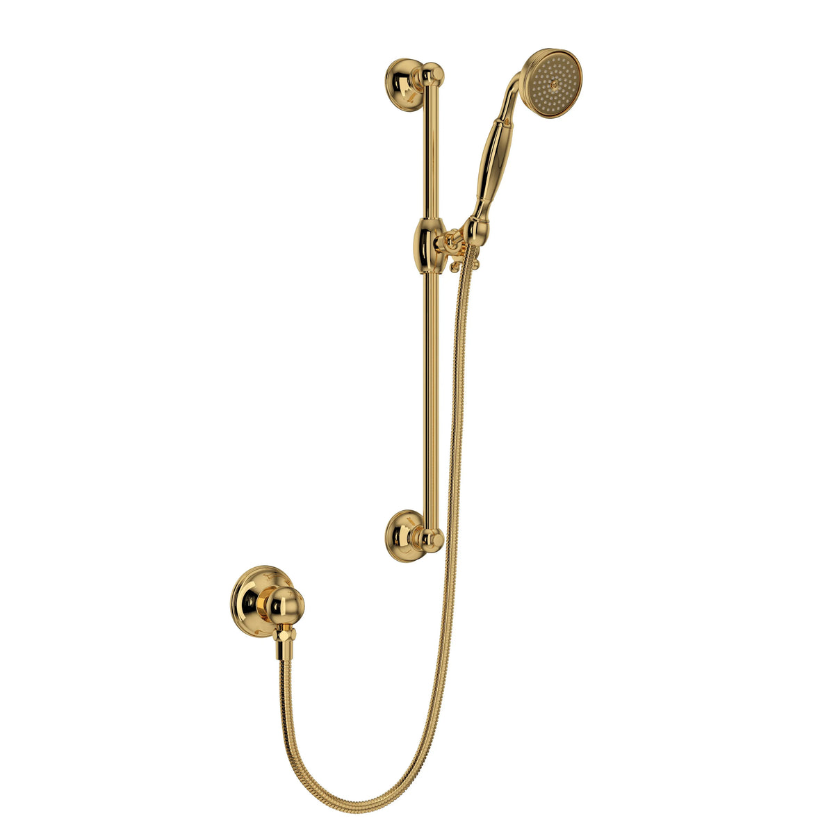 ROHL Handshower Set With 22" Slide Bar And Single Function Handshower 1301E - Italian Brass