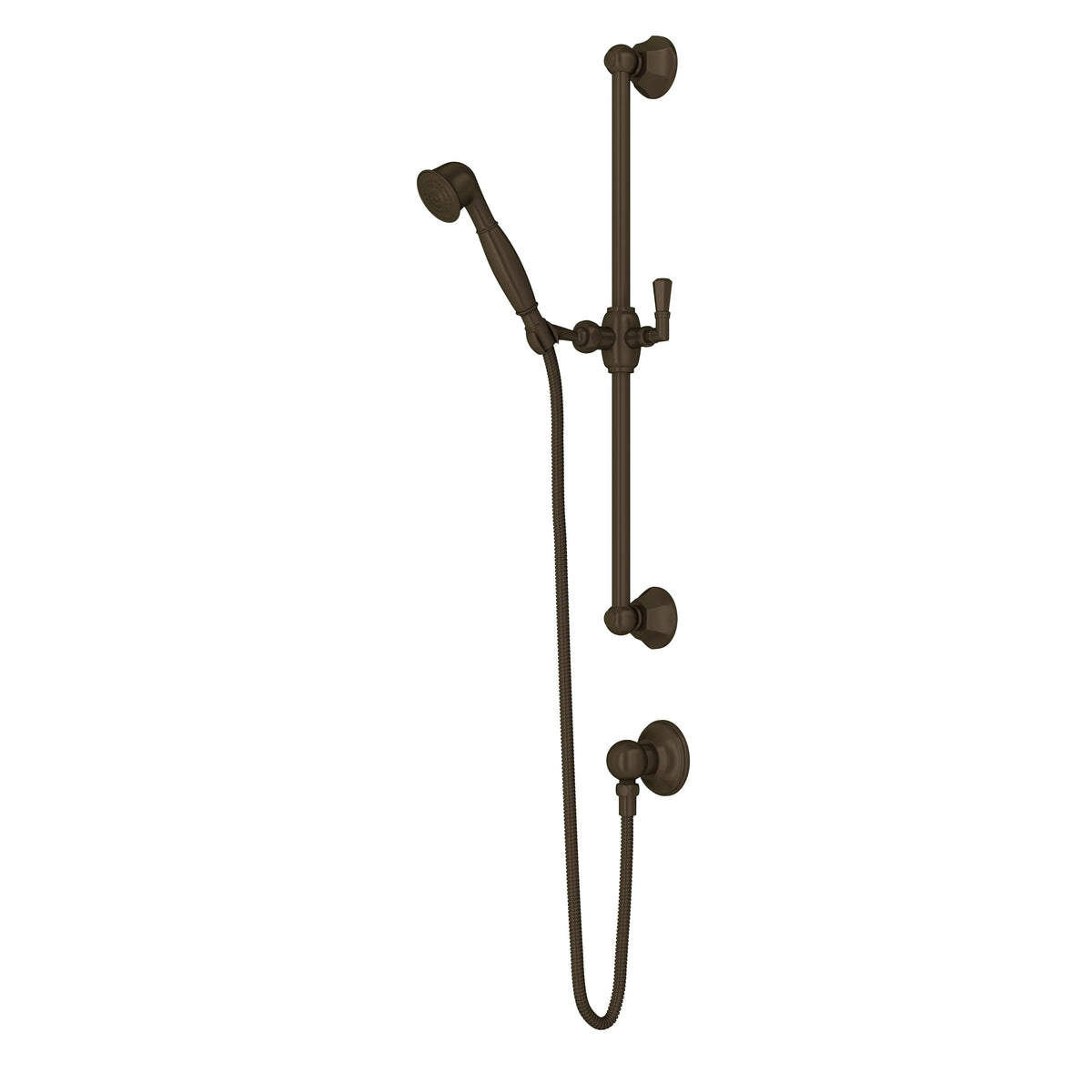 ROHL Palladian Handshower Set With 24" Slide Bar And Single Function Handshower 1330 - Tuscan Brass
