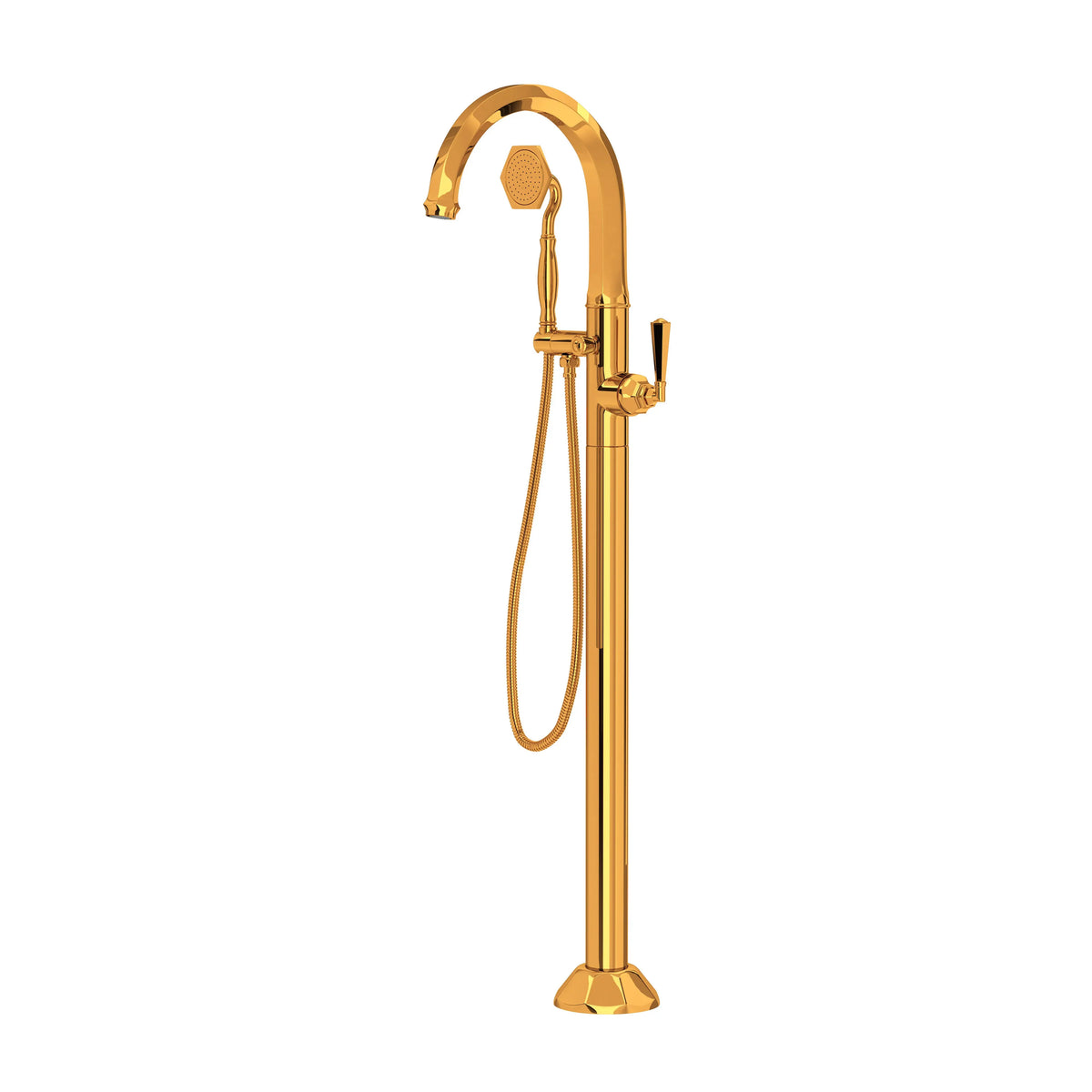 ROHL Palladian Single Hole Floor Mount Tub Filler Trim TPN06HF1 - Italian Brass