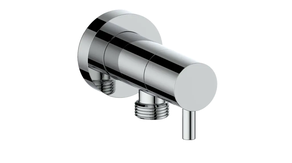 ROUND BRASS ELBOW CONNECTOR WITH SHUT-OFF - Plumbing Market