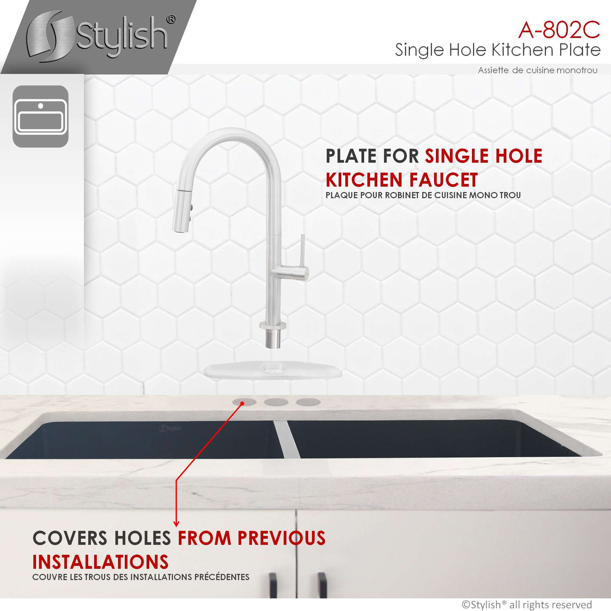 Stylish 10" Kitchen Deck Plate Chrome A-802C