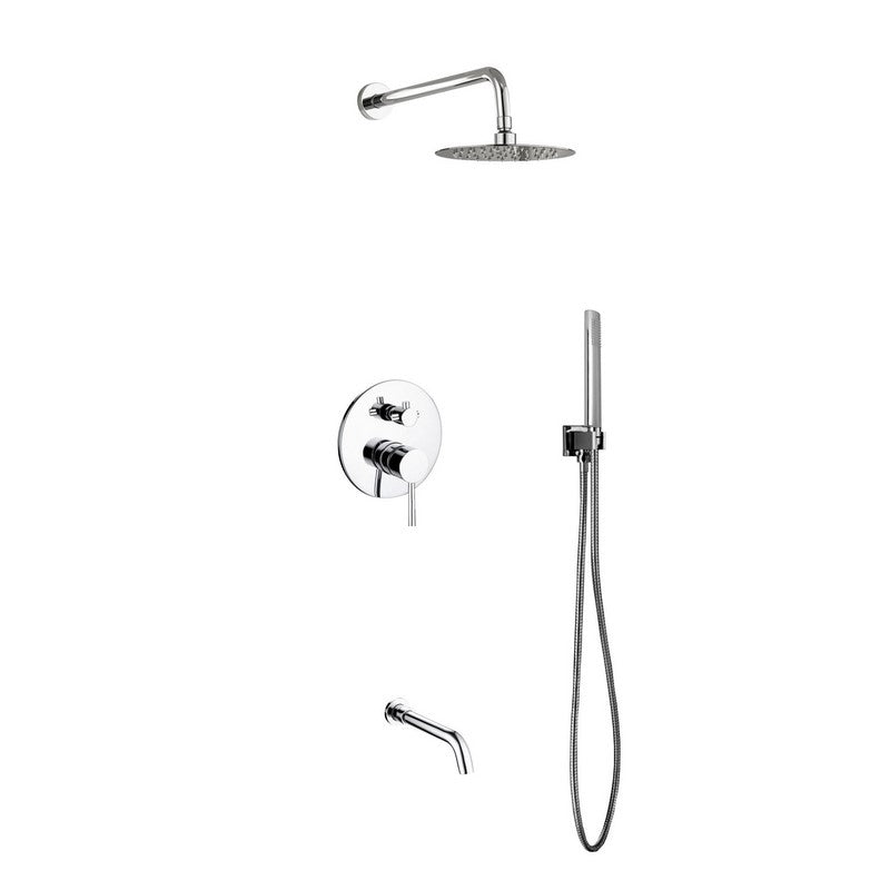 Kube Bath Aqua Rondo Shower Set w/ 8" Rain Shower, Handheld and Tub Filler - Chrome (RWR8TFHH3V)