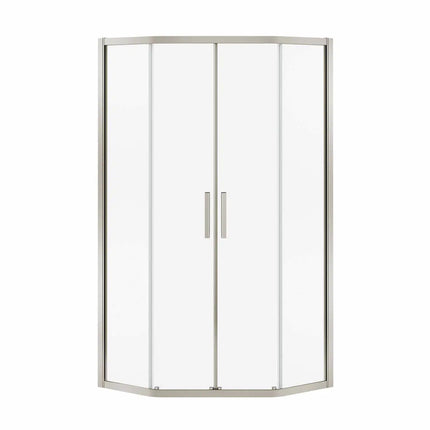 Radia Neo-angle 38 x 38 x 71 ½ in. 6 mm Sliding Shower Door for Corner Installation with Clear glass in Brushed Nickel - Plumbing Market