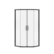 Radia Neo-angle 38 x 38 x 71 ½ in. 6 mm Sliding Shower Door for Corner Installation with Clear glass in Matte Black - Plumbing Market
