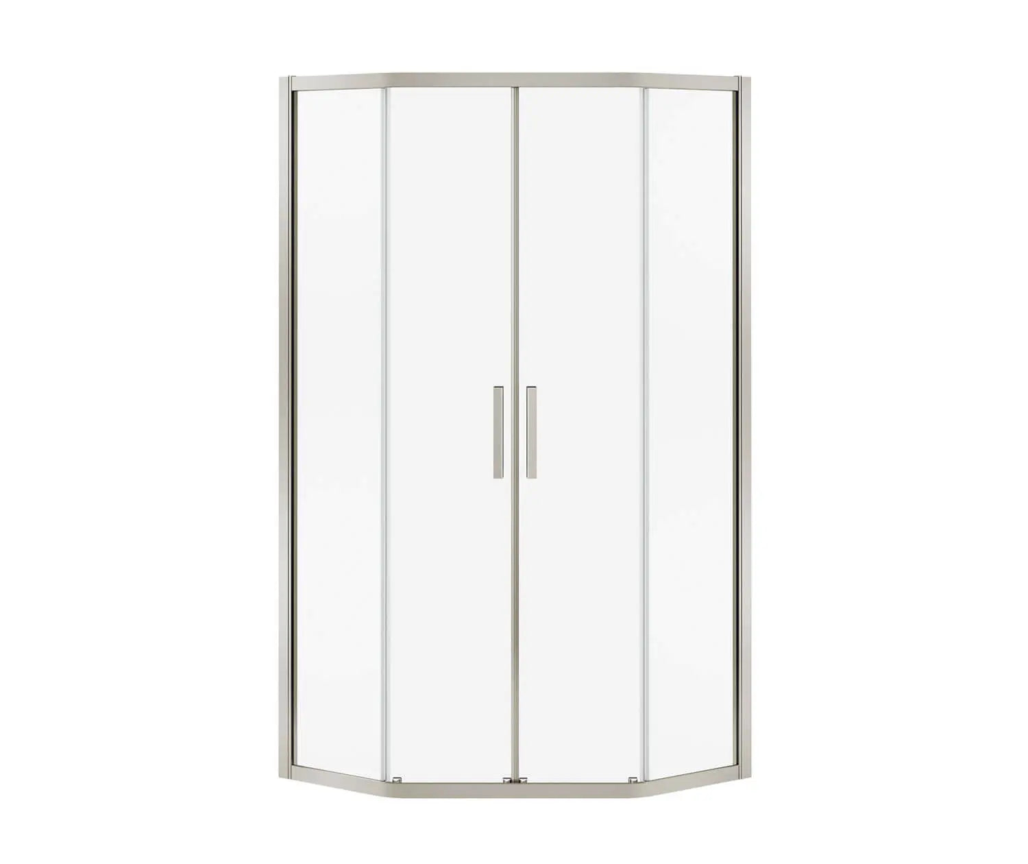 Radia Neo-angle 40 x 40 x 71 ½ in. 6 mm Sliding Shower Door for Corner Installation with Clear glass in Brushed Nickel - Plumbing Market