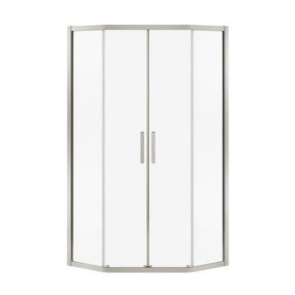 Radia Neo-angle 40 x 40 x 71 ½ in. 6 mm Sliding Shower Door for Corner Installation with Clear glass in Brushed Nickel - Plumbing Market