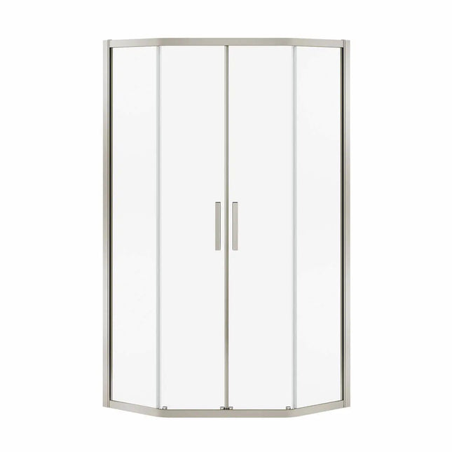 Radia Neo-angle 40 x 40 x 71 ½ in. 6 mm Sliding Shower Door for Corner Installation with Clear glass in Brushed Nickel - Plumbing Market