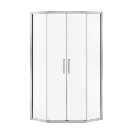 Radia Neo-angle 40 x 40 x 71 ½ in. 6 mm Sliding Shower Door for Corner Installation with Clear glass in Chrome - Plumbing Market