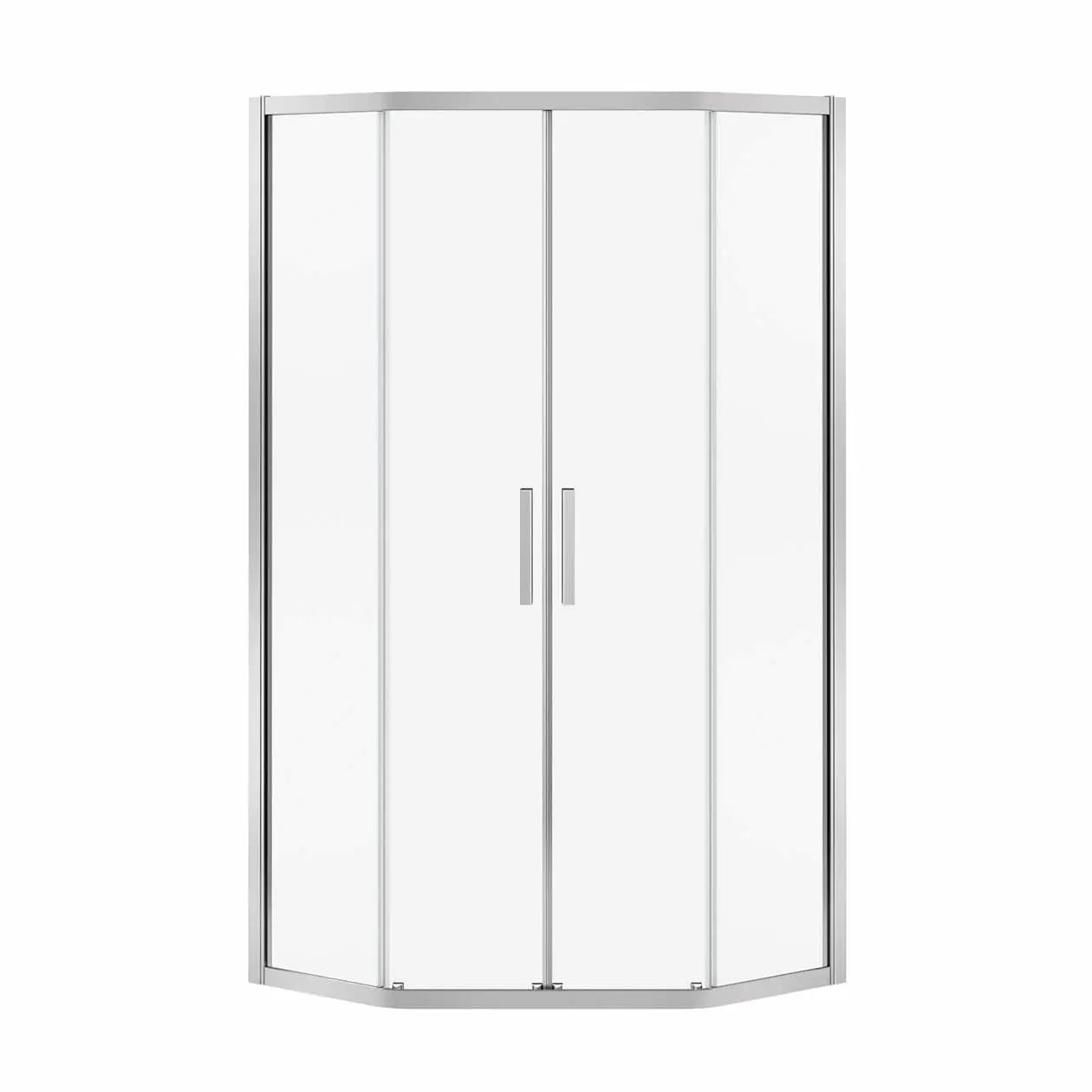 Radia Neo-angle 40 x 40 x 71 ½ in. 6 mm Sliding Shower Door for Corner Installation with Clear glass in Chrome - Plumbing Market