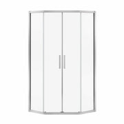 Radia Neo-angle 40 x 40 x 71 ½ in. 6 mm Sliding Shower Door for Corner Installation with Clear glass in Chrome - Plumbing Market