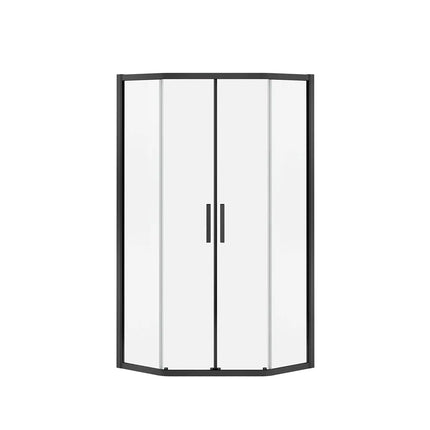 Radia Neo-angle 40 x 40 x 71 ½ in. 6 mm Sliding Shower Door for Corner Installation with Clear glass in Matte Black - Plumbing Market