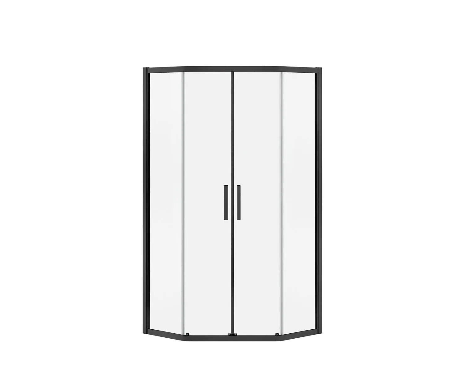 Radia Neo-angle 40 x 40 x 71 ½ in. 6 mm Sliding Shower Door for Corner Installation with Clear glass in Matte Black - Plumbing Market