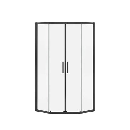 Radia Neo-angle 40 x 40 x 71 ½ in. 6 mm Sliding Shower Door for Corner Installation with Clear glass in Matte Black - Plumbing Market