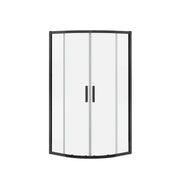 Radia Neo-round 32 x 32 x 71 ½ in. 6 mm Sliding Shower Door for Corner Installation with Clear glass in Matte Black - Plumbing Market