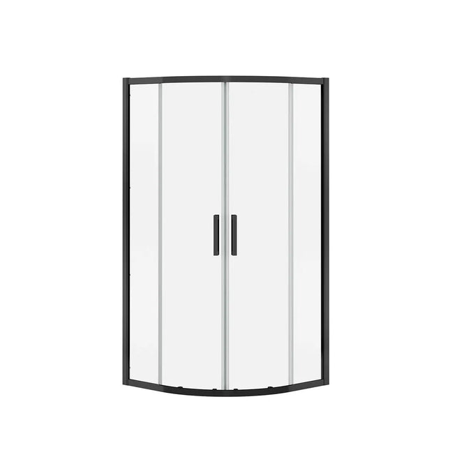 Radia Neo-round 32 x 32 x 71 ½ in. 6 mm Sliding Shower Door for Corner Installation with Clear glass in Matte Black - Plumbing Market