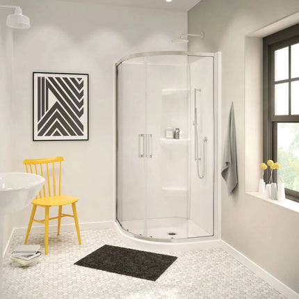 Radia Neo-round 36 x 36 x 71 ½ in. 6 mm Sliding Shower Door for Corner Installation with Clear glass in Brushed Nickel - Plumbing Market