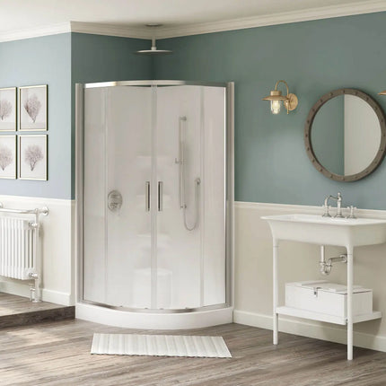 Radia Neo-round 40 x 40 x 71 ½ in. 6 mm Sliding Shower Door for Corner Installation with Clear glass in Chrome - Plumbing Market