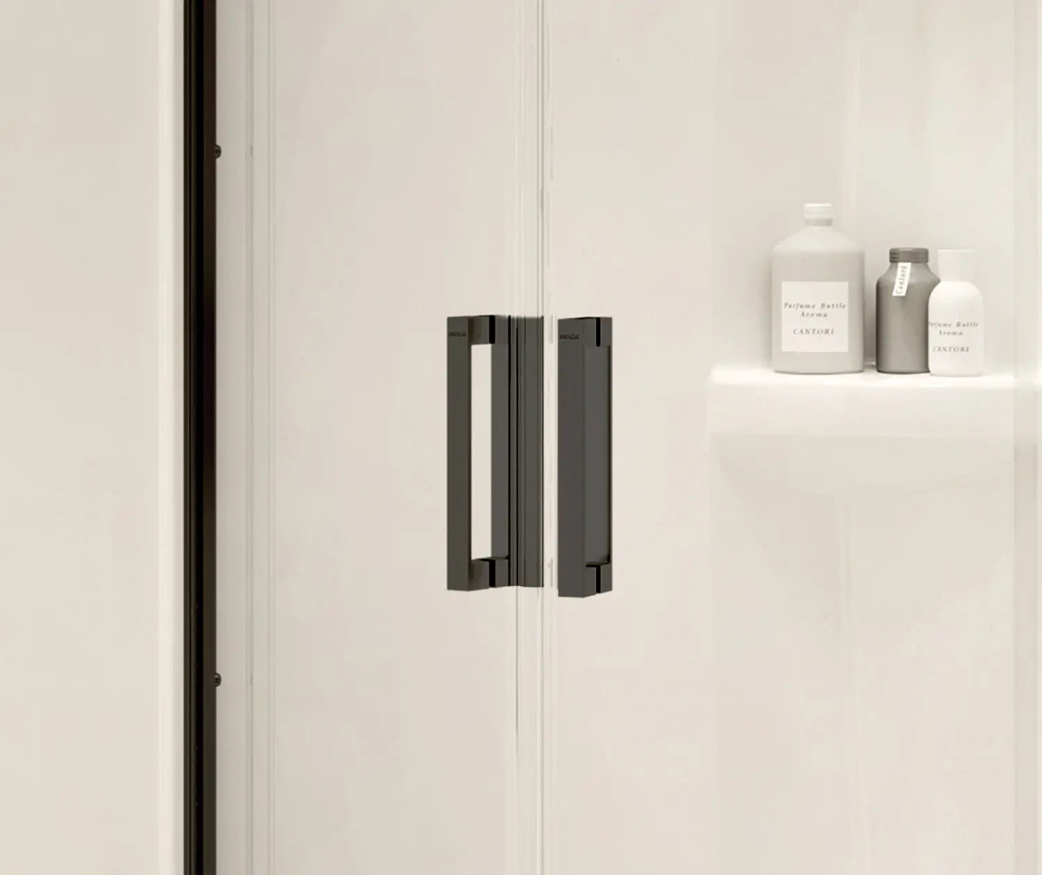 Radia Neo-round 40 x 40 x 71 ½ in. 6 mm Sliding Shower Door for Corner Installation with Clear glass in Matte Black - Plumbing Market