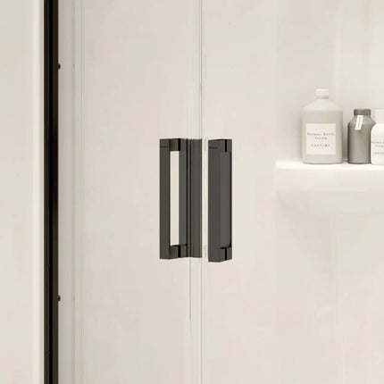 Radia Neo-round 40 x 40 x 71 ½ in. 6 mm Sliding Shower Door for Corner Installation with Clear glass in Matte Black - Plumbing Market