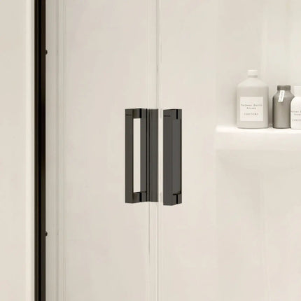 Radia Neo-round 40 x 40 x 71 ½ in. 6 mm Sliding Shower Door for Corner Installation with Clear glass in Matte Black - Plumbing Market