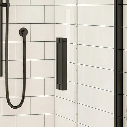 Radia Round 36 x 36 x 71 ½ in. 6 mm Sliding Shower Door for Corner Installation with Clear glass in Matte Black - Plumbing Market