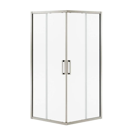 Radia Square 32 x 32 x 71 ½ in. 6 mm Sliding Shower Door for Corner Installation with Clear glass in Brushed Nickel - Plumbing Market