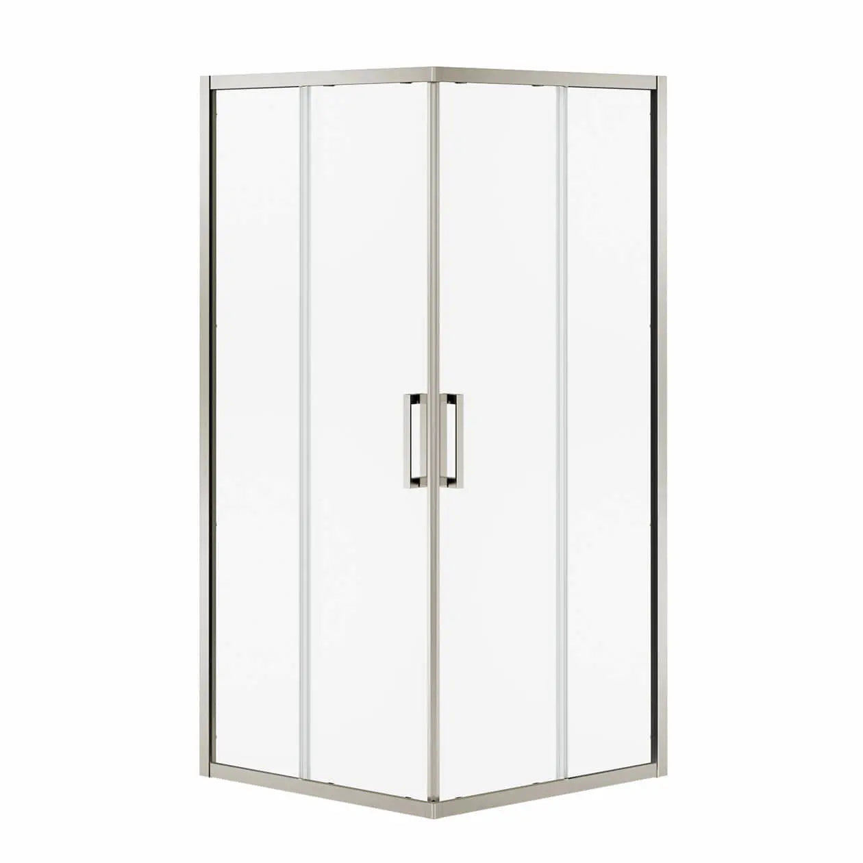 Radia Square 32 x 32 x 71 ½ in. 6 mm Sliding Shower Door for Corner Installation with Clear glass in Brushed Nickel - Plumbing Market