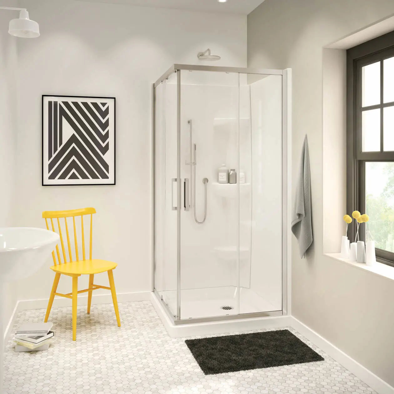 Radia Square 32 x 32 x 71 ½ in. 6 mm Sliding Shower Door for Corner Installation with Clear glass in Brushed Nickel - Plumbing Market