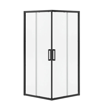 Radia Square 32 x 32 x 71 ½ in. 6 mm Sliding Shower Door for Corner Installation with Clear glass in Matte Black - Plumbing Market