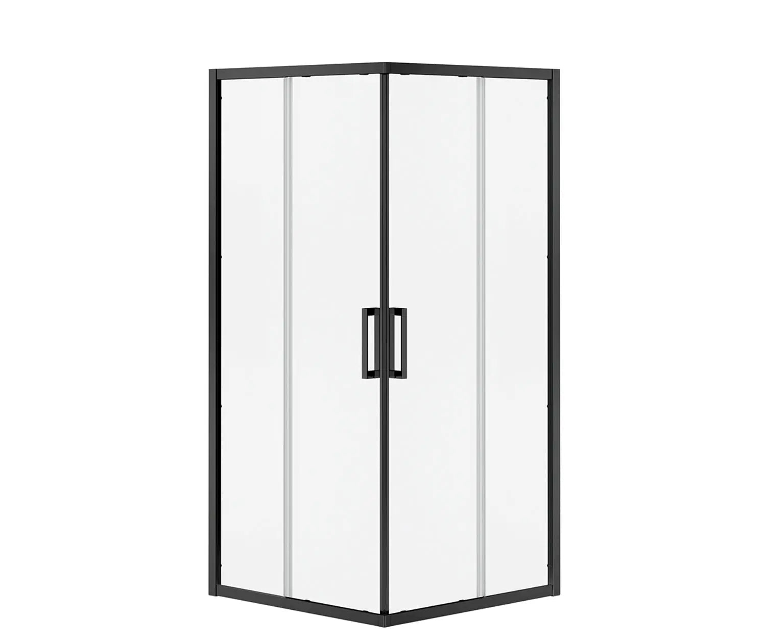 Radia Square 32 x 32 x 71 ½ in. 6 mm Sliding Shower Door for Corner Installation with Clear glass in Matte Black - Plumbing Market