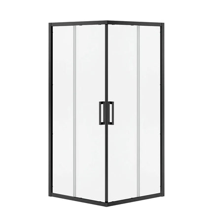 Radia Square 32 x 32 x 71 ½ in. 6 mm Sliding Shower Door for Corner Installation with Clear glass in Matte Black - Plumbing Market