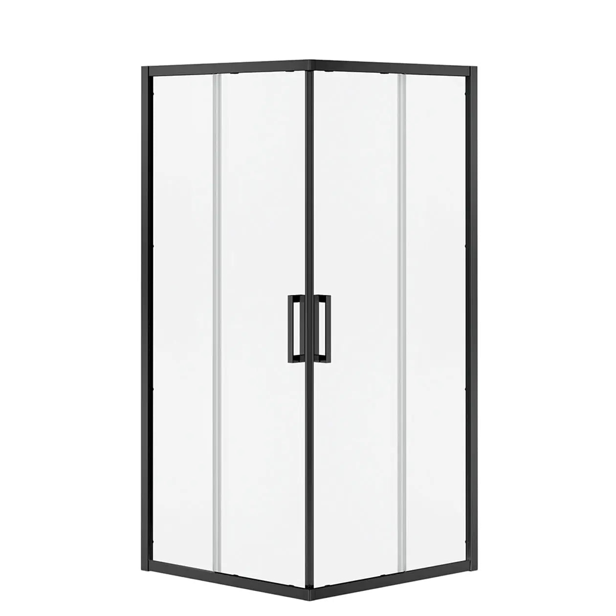Radia Square 32 x 32 x 71 ½ in. 6 mm Sliding Shower Door for Corner Installation with Clear glass in Matte Black - Plumbing Market