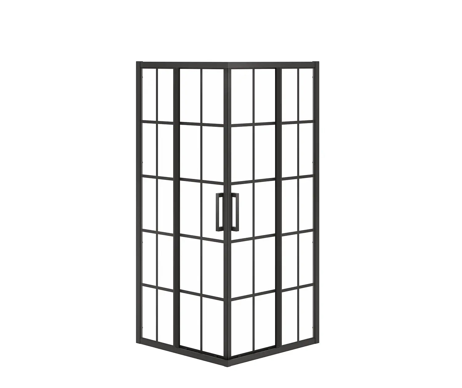 Radia Square 32 x 32 x 71 ½ in. 6 mm Sliding Shower Door for Corner Installation with French Glass in Matte Black - Plumbing Market