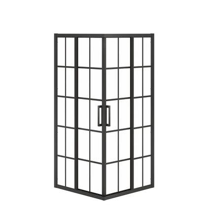 Radia Square 32 x 32 x 71 ½ in. 6 mm Sliding Shower Door for Corner Installation with French Glass in Matte Black - Plumbing Market