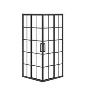Radia Square 36 x 36 x 71 ½ in. 6 mm Sliding Shower Door for Corner Installation with French glass in Matte Black - Plumbing Market