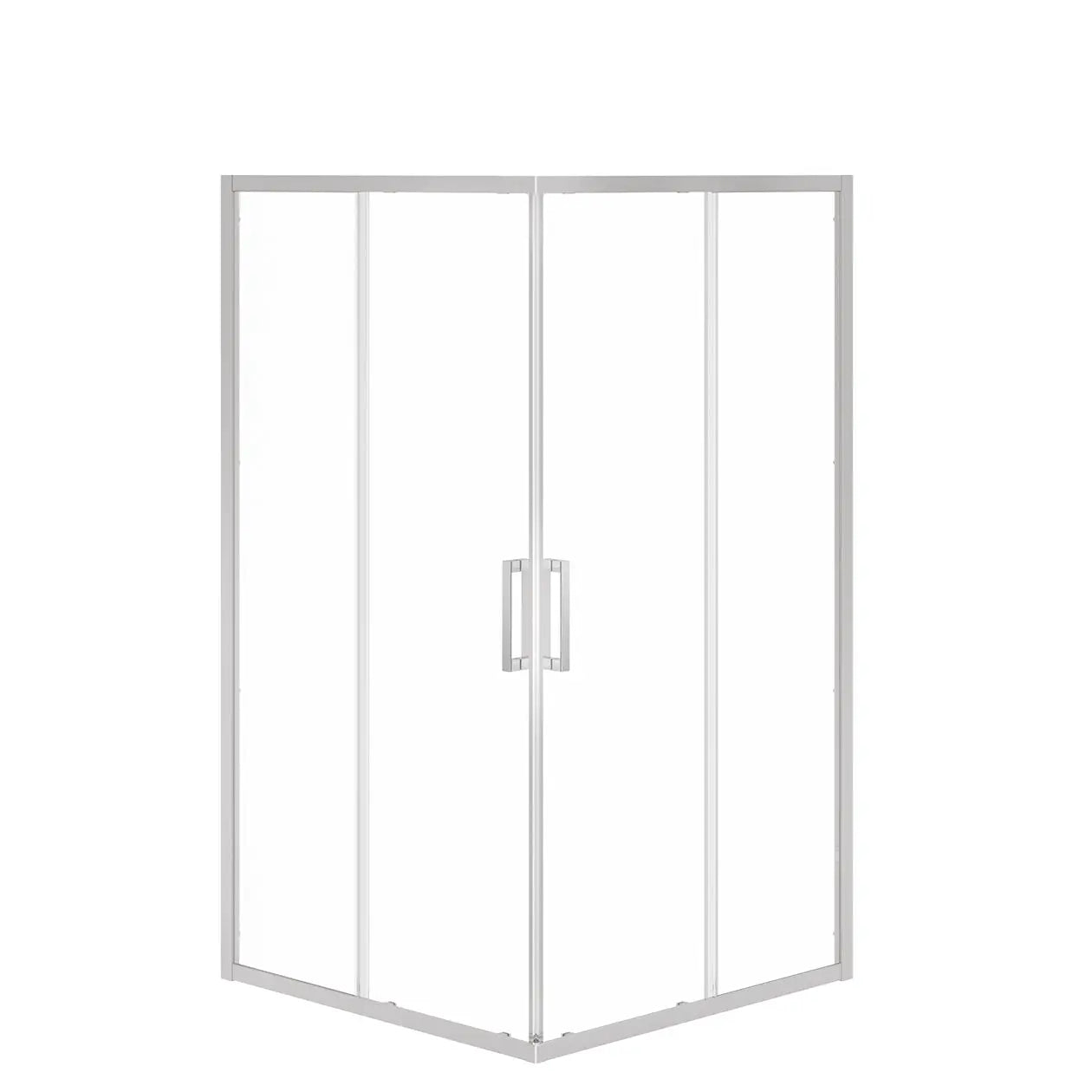 Radia Square 42 x 42 x 71 ½ in. 6 mm Sliding Shower Door for Corner Installation with Clear Glass in Chrome - Plumbing Market