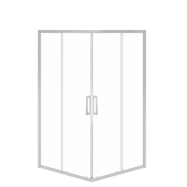 Radia Square 42 x 42 x 71 ½ in. 6 mm Sliding Shower Door for Corner Installation with Clear Glass in Chrome - Plumbing Market