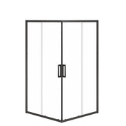 Radia Square 42 x 42 x 71 ½ in. 6 mm Sliding Shower Door for Corner Installation with Clear Glass in Matte Black - Plumbing Market